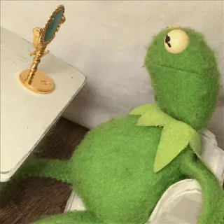 💚 c21a100f Kermit Kermit the Frog, Muppets, frog, green, mirror, meme telegram sticker