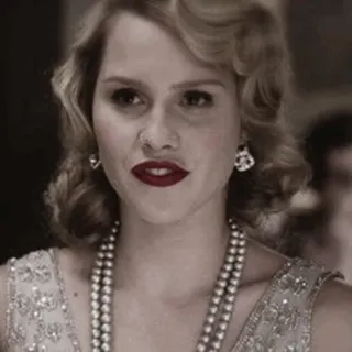 🗽 6ebd987f mujer, collar de perlas, pendientes, vintage, retrato whatsapp sticker