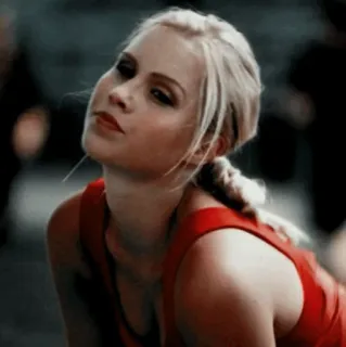 🗽 b9dd46d0 mujer, rubia, retrato, persona, femenino, rojo, pelo rubio whatsapp sticker