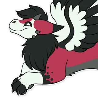 🦅 066be4b9 Cartoon, Tier, Niedlich, Drache, Geflügelt, Rot, Schwarz, Aufkleber telegram sticker