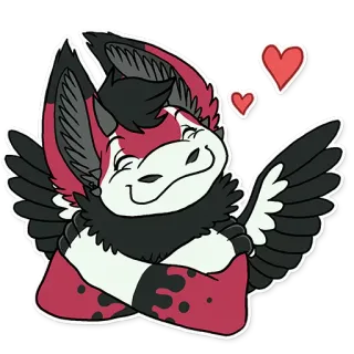 😍 71281f6b Furry, Cartoon, Tier, Süß, Liebe, Herzen, Flügel telegram sticker