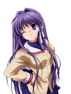 😉 283d7641 动漫, 女孩, 紫色头发, 眨眼, 可爱 telegram sticker