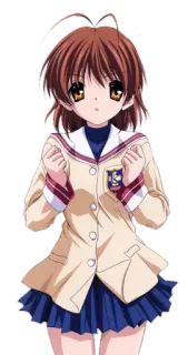 😭 692697e2 动漫, 校服, 女孩, 角色, 棕色头发, 可爱 telegram sticker