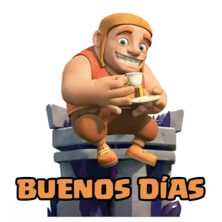 😂 04435142 BUENOS DÍAS géant, Clash of Clans, salutation, café, bonjour telegram sticker