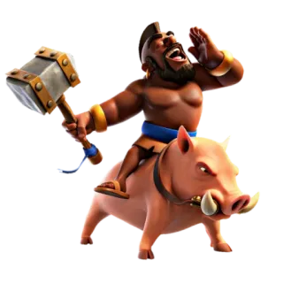🐷 b3280e9f hog rider, clash of clans, hog, hammer, cartoon whatsapp sticker
