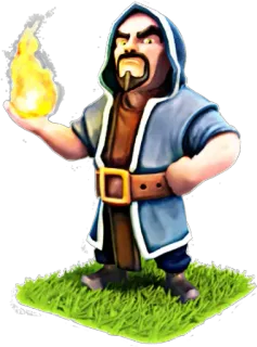 🔥 3060f912 Wizard Clash of Clans พ่อมด, แคลชออฟแคลนส์, เวทมนตร์, ไฟ, ตัวละคร, เกม telegram sticker