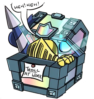 🍺 226a529b TROLL AT WORK Troll, Coffre, Casque, Blague, Dessin animé, Chevalier, Trésor whatsapp sticker