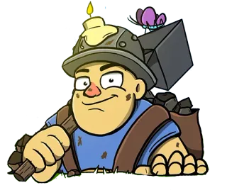 ⛑ deb7cff9 mineur, dessin animé, bougie, marteau, papillon, personnage whatsapp sticker