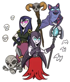 ✊ f2ca1f4b sorcière, chauve-souris, crânes, magie, gothique, fantaisie whatsapp sticker