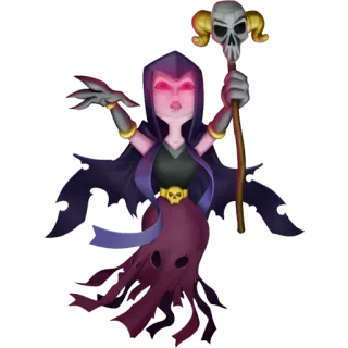 🔘 cd6175e1 Witch Clash of Clans 魔女, 魔法, 骸骨, 杖, クラッシュ・オブ・クラン, Supercell, 邪悪 whatsapp sticker