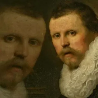 😯 af385163 dipinto, ritratto, uomo, riflesso, arte, colletto telegram sticker