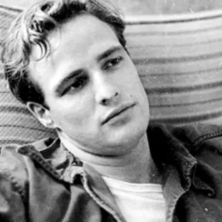 〰 0e470e76 Marlon Brando 演员, 肖像, 黑白, 名人, 男人 telegram sticker
