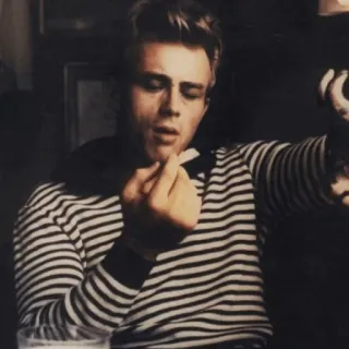 〰 281abbd2 James Dean 詹姆斯·迪恩, 中指, 冒犯手势, 复古, 名人, 演员 telegram sticker