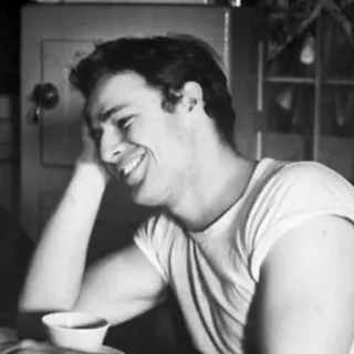 〰 7e62af02 Marlon Brando 马龙·白兰度, 演员, 好莱坞, 经典, 复古, 男人, 微笑, 黑白 telegram sticker