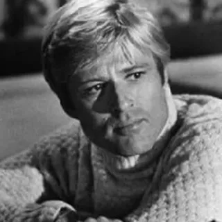 〰 fe38d4f1 Robert Redford 演员, 男人, 肖像, 名人, 金发, 毛衣, 黑白 telegram sticker