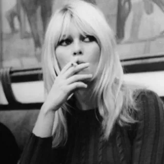 ➿ 44f6301a Brigitte Bardot smoking, woman, celebrity, blond, actress, cigarette telegram sticker