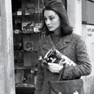 ➿ 70ed6f6a woman, shopping, retro, street, Audrey Hepburn, vintage telegram sticker