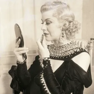 ➿ 989b7f3f woman, makeup, vintage, mirror, jewelry, glamour telegram sticker