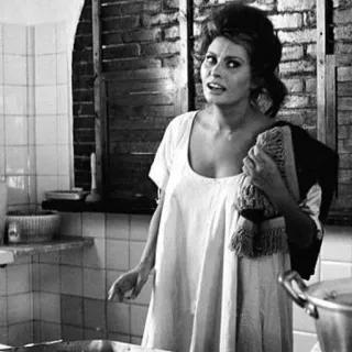 ➿ d7a7c4dd Sophia Loren actress, Italian cinema, black and white, portrait, woman telegram sticker