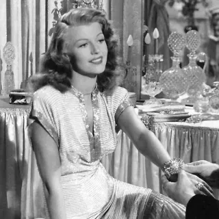 ➿ dd63c638 Rita Hayworth actress, vintage, beauty, Hollywood, classic, celebrity telegram sticker