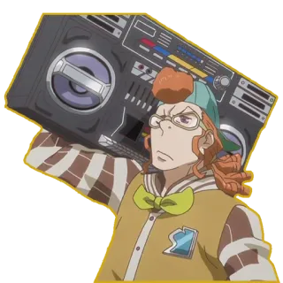 📻 70696c25 anime, cartoon, man, music, retro, boombox telegram sticker