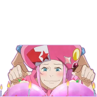 🎂 929d673a anime, character, pink, hat, birthday, cake telegram sticker
