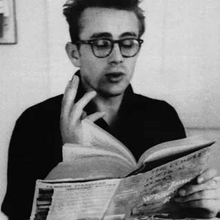 🌛 4414330b James Dean ジェームズ・ディーン, 俳優, 眼鏡, 本, 読書 telegram sticker