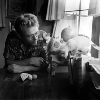 🌛 45443a58 James Dean ジェームズ・ディーン, 俳優, ポートレート, 白黒, ヴィンテージ telegram sticker