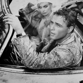 💸 590132a6 Marlon Brando マーロン・ブランド, 俳優, 有名人, クラシック, 白黒, ヴィンテージ telegram sticker