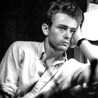 🌛 8d72c1ff James Dean 俳優, ポートレート, 有名人, 白黒, 1950年代, 映画スター, ヴィンテージ, クラシック telegram sticker
