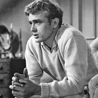 🌛 b9075920 James Dean ジェームズ・ディーン, 俳優, ポートレート, 有名人, 白黒, 映画スター telegram sticker