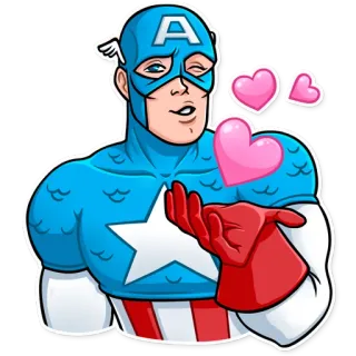 😘 37c63aa6 Captain America Kapitan Ameryka, superbohater, marvel, komiks, serce, miłość, pocałunek whatsapp sticker