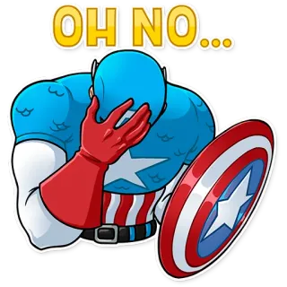 🤦‍♀️ c66fa5f9 Captain America OH NO... Kapitan Ameryka, Marvel, superbohater, o nie, smutny whatsapp sticker