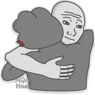 😐 1d453555 AQA
Hosi ミーム, ハグ, Wojak, 悲しい, キャラクター, 感情的, グレースケール telegram sticker