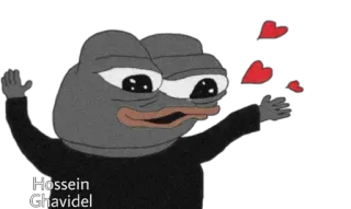 💕 325125c2 Pepe Hossein Ghavidel pepe, カエル, ハート, 愛, 悲しい telegram sticker