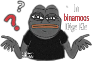 🤔 82bd759b In binamoos
Dige Kie ペペ, カエル, 質問, 混乱, ミーム telegram sticker