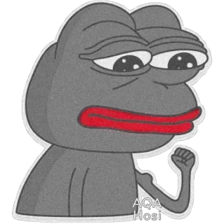 💪 95f50c01 Pepe the Frog AQA Hosi ペペ, カエル, ミーム, 悲しい, インターネット, アニメ telegram sticker