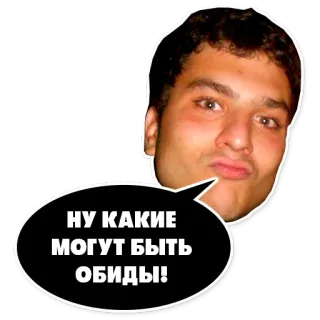 🤷‍♂️ 9504a6a8 НУ КАКИЕ МОГУТ БЫТЬ ОБИДЫ! russian, man, text, face telegram sticker