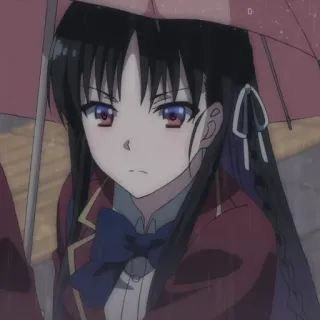 ☂ 6091eaee Suzune Horikita Classroom of the Elite 动漫, 女孩, 制服, 伞, 雨, 实力至上主义教室, 堀北铃音 telegram sticker