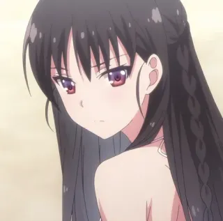 😕 0727bc6e Anime, Mädchen, lange Haare, lila Augen, Schuluniform telegram sticker