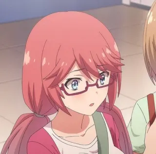 😳 c46bfdd0 Anime, Mädchen, Brille, pinke Haare telegram sticker