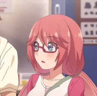 😳 e2b967c8 Anime, Mädchen, rosa Haare, Brille, süß telegram sticker