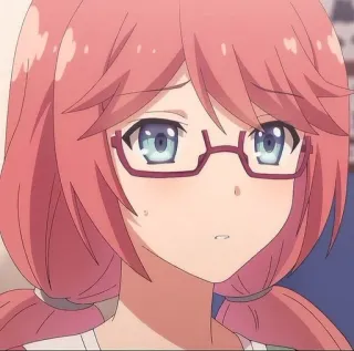 😰 fa6810a2 Anime, pinke Haare, Brille, süß, Mädchen telegram sticker