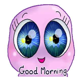 😊 a8909bc4 Good Morning 早上好, 问候, 可爱, 卡通, 眼睛, 早上 telegram sticker
