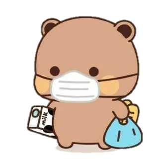 🐼 4b96a2e2 milk orso, latte, maschera, shopping, carino, cartone animato whatsapp sticker