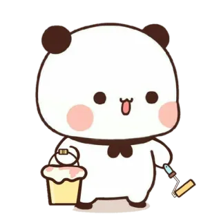 🐼 7d79d2c0 Panda, Carino, Pittura, Cartone animato, Rullo, Secchio, Animale whatsapp sticker
