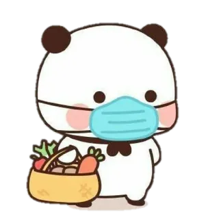 🐼 87a6c25f panda, cartoni animati, maschera, cesto, verdure, carino, orso whatsapp sticker