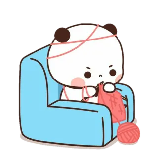 🐼 95e3e84c Panda, Maglia, Carino, Cartone animato, Divano, Filato, Artigianato, Adorabile whatsapp sticker