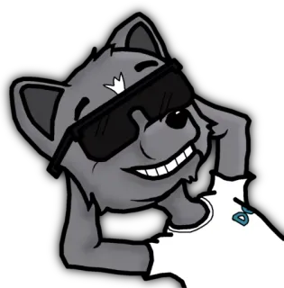 😎 0e377891 procione, cartone animato, cool, occhiali da sole, animale whatsapp sticker