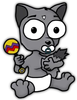 👶 214eb339 bambino, cartone animato, animale, ciuccio, maracas, pannolino, carino, peloso whatsapp sticker